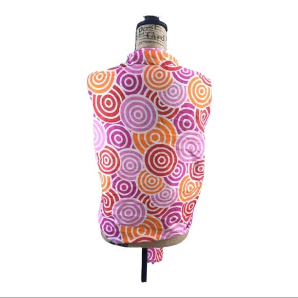 Pink Orange White Scarf or Wrap with Pink Pom Pom Trim - Picture 4 of 14